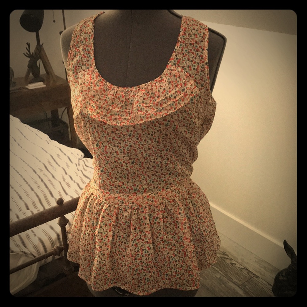 Peplum blouse with waist tie